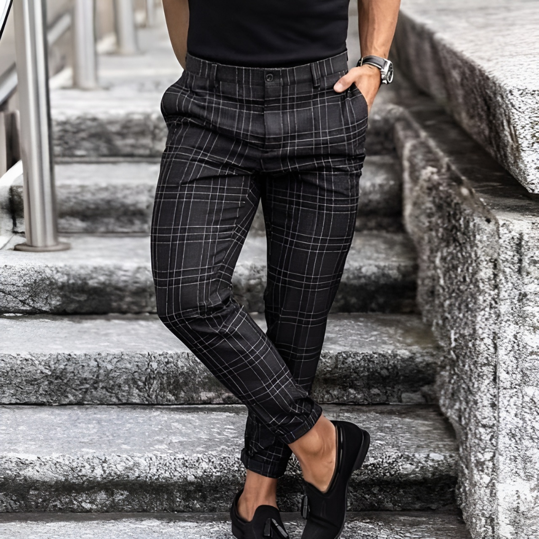 Vic™ | Elegante heren slim fit broek met ruitjespatroon