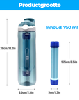 Waterfilter Fles 750ML - Outdoor & Noodvoorziening