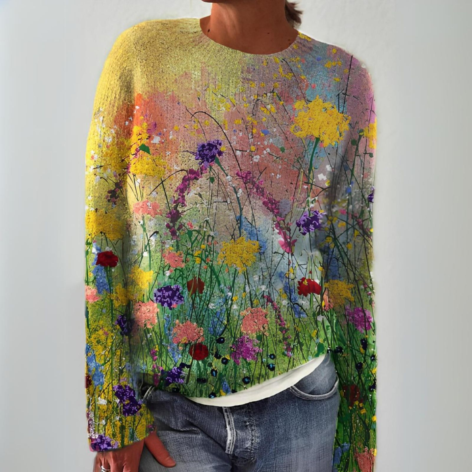 JADE™ | Douwe Floral Art Sweater | Een Gezellige Elegant voor Alle Seizoenen