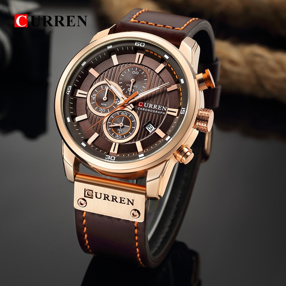 Frans Dekkers - Curren™ Elegant quartzhorloge met leren band