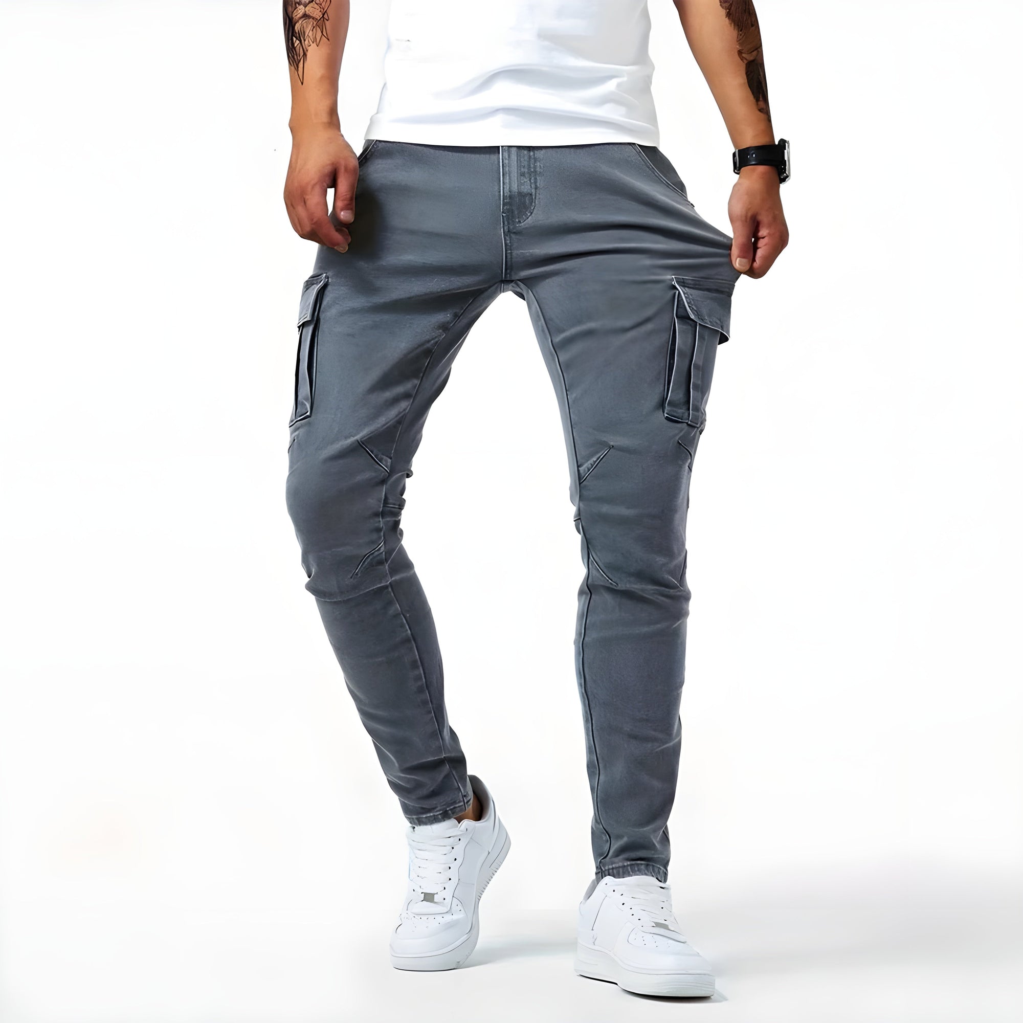 Dominic™ | Elastische denim cargobroek