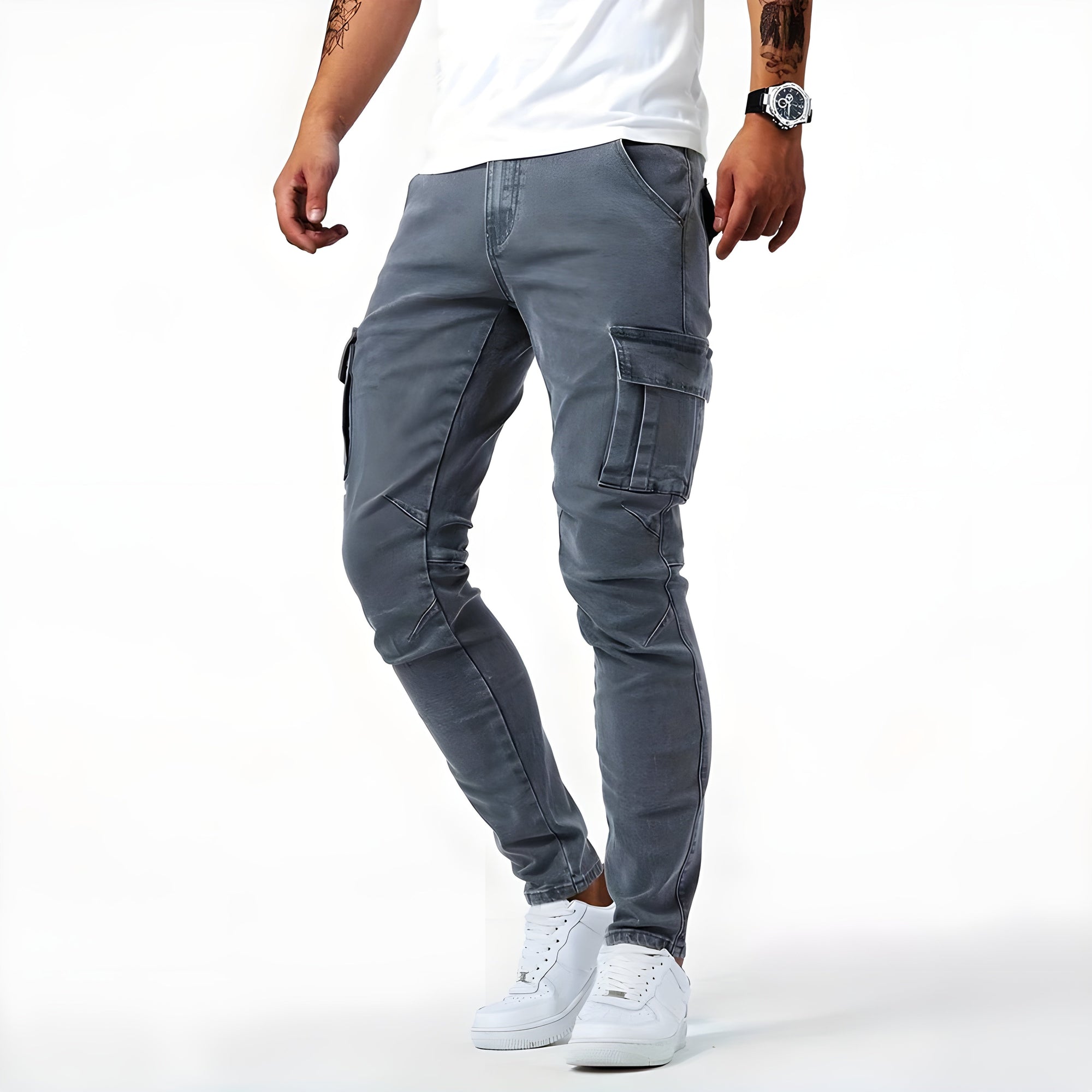 Dominic™ | Elastische denim cargobroek