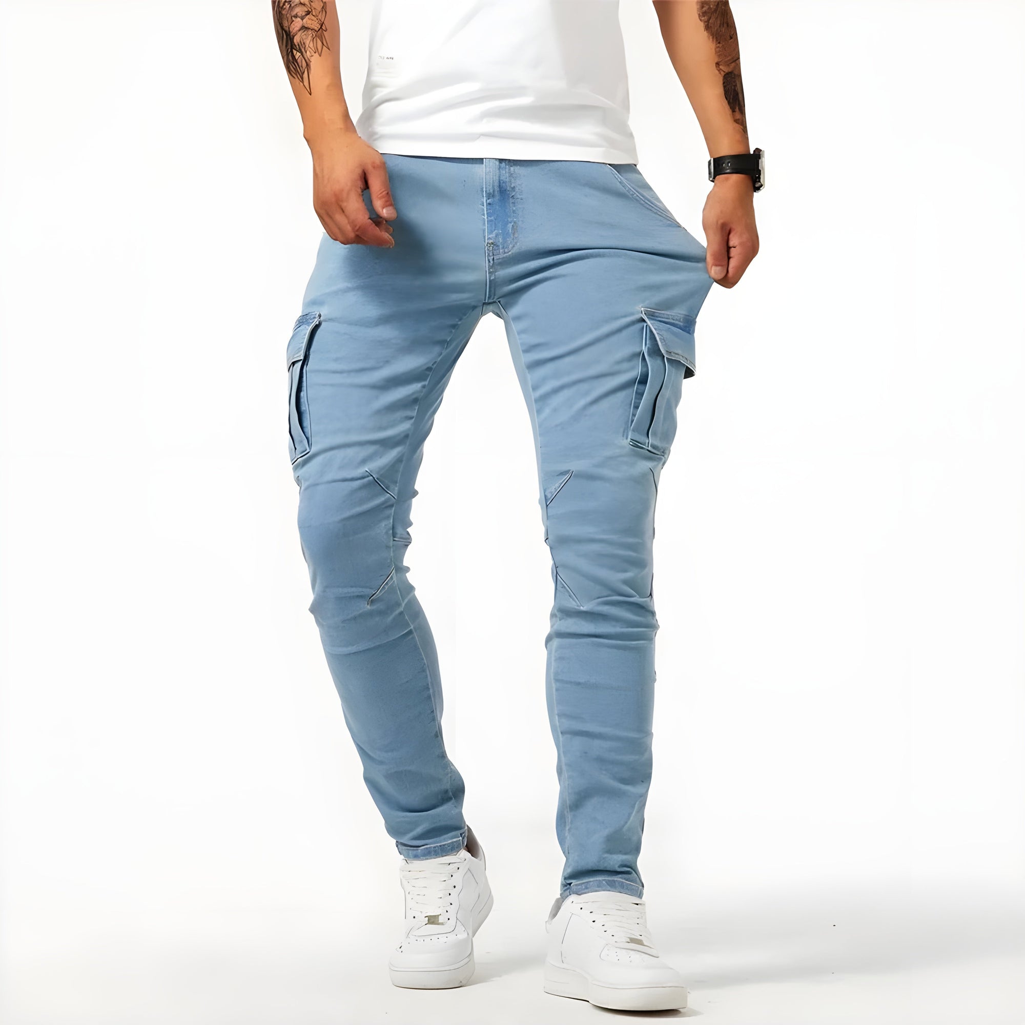 Dominic™ | Elastische denim cargobroek