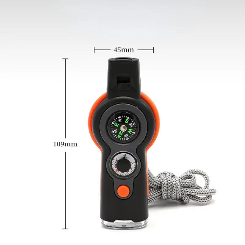 7-in-1 Survival Fluit – LED, Kompas, Thermometer voor kamperen!