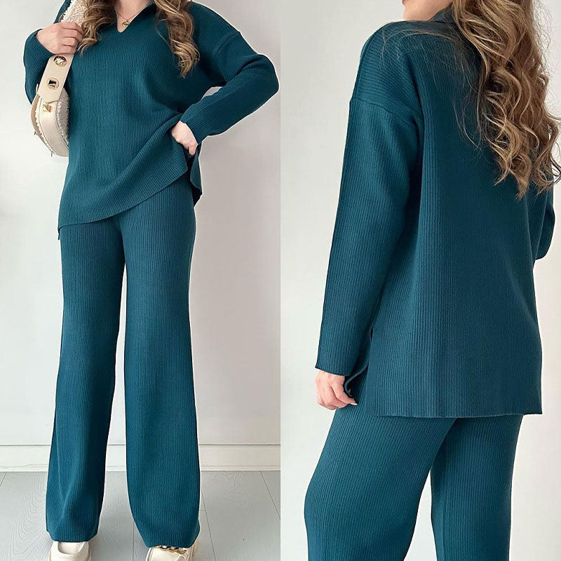 Sofia™ | Twee-delig casual set met V-hals en split