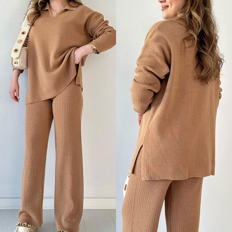 Sofia™ | Twee-delig casual set met V-hals en split